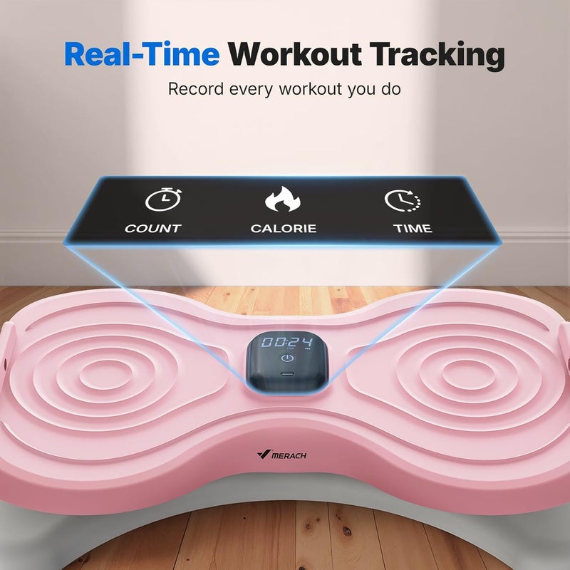 Merach Waist Twister Machine Exercise, Waist Twister Fitness Tool with Display Counter, Exercise Twist Board for Slim Waist and Belly Fat, Noiseless Home Gym Workout Equipment for Women & Men (Pink) - Image 3